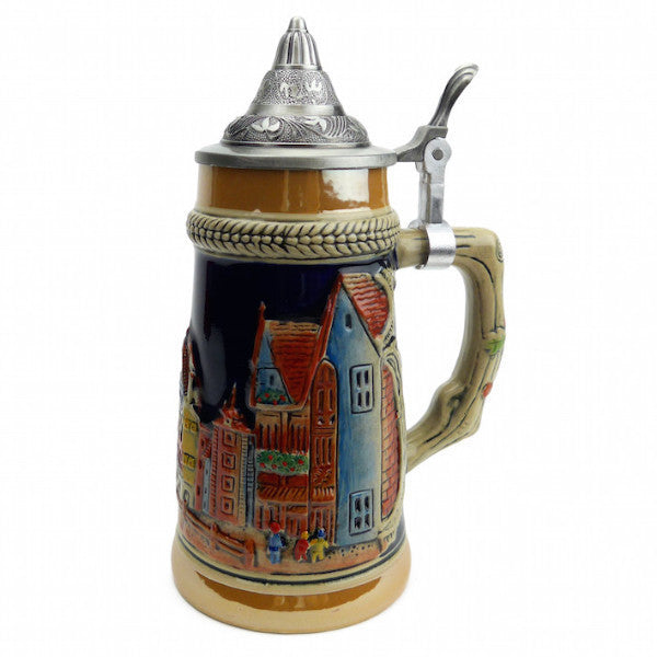 German Village Beer Stein with Lid - ScandinavianGiftOutlet