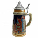 German Village Engraved .75L Beer Stein with Etched Metal Lid - ScandinavianGiftOutlet
