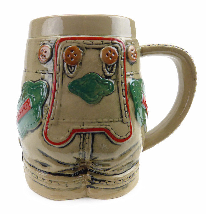 German Lederhosen Beer Stein without Lid - ScandinavianGiftOutlet