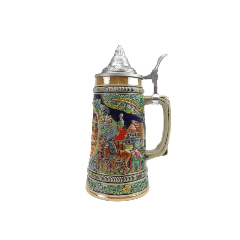 European Spring Beer Stein .5L with Embossed Metal Lid - ScandinavianGiftOutlet