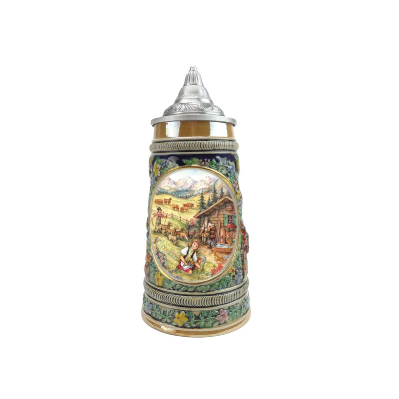 European Spring Beer Stein .5L with Embossed Metal Lid - ScandinavianGiftOutlet
