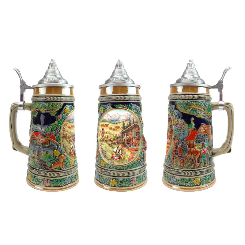 European Spring Beer Stein .5L with Embossed Metal Lid - ScandinavianGiftOutlet