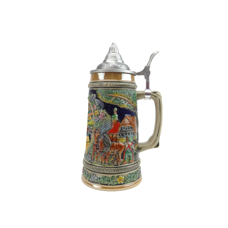 European Fall Beer Stein .5L with Embossed Metal Lid - ScandinavianGiftOutlet