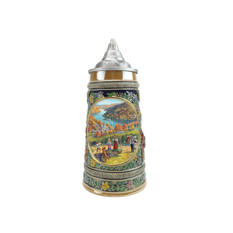 European Fall Beer Stein .5L with Embossed Metal Lid - ScandinavianGiftOutlet