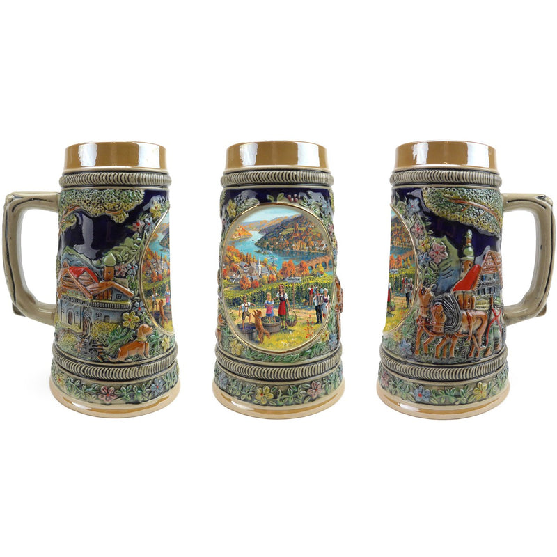 European Fall .5 Liter Embossed Ceramic Beer Stein - ScandinavianGiftOutlet