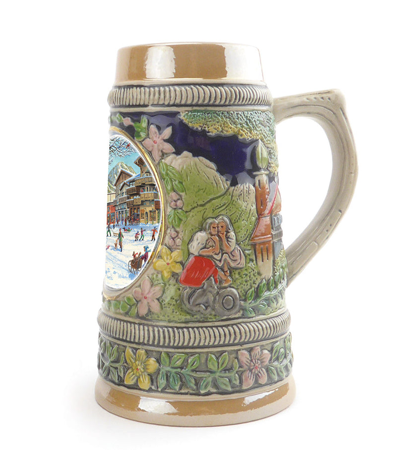 European Winter Ceramic Shot Beer Stein Collectible - ScandinavianGiftOutlet