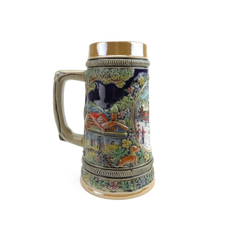 European Winter .5 Liter Embossed Ceramic Beer Stein - ScandinavianGiftOutlet