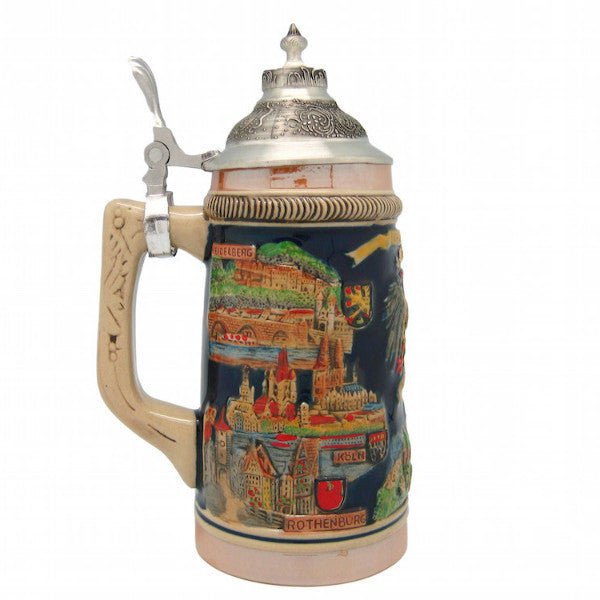 German Landmarks Engraved Stein Metal Lid - ScandinavianGiftOutlet