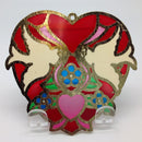 Red Heart Shaped Sun Catcher with Kissing Lovebirds - ScandinavianGiftOutlet