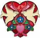 Red Heart Shaped Sun Catcher with Kissing Lovebirds - ScandinavianGiftOutlet