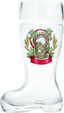 Glass Beer Boot: Harvest Crest Design - ScandinavianGiftOutlet