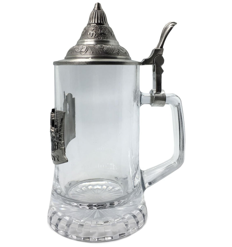 Cool Beer Glass .5L with Lid and German Village Medallion - ScandinavianGiftOutlet