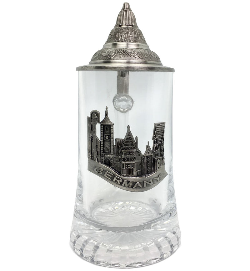 Cool Beer Glass .5L with Lid and German Village Medallion - ScandinavianGiftOutlet