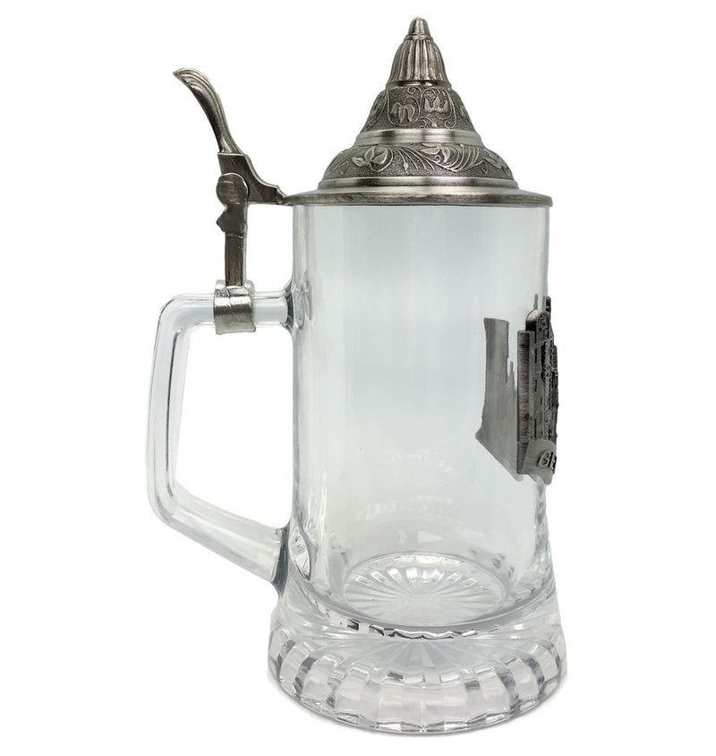 Cool Beer Glass .5L with Lid and German Village Medallion - ScandinavianGiftOutlet