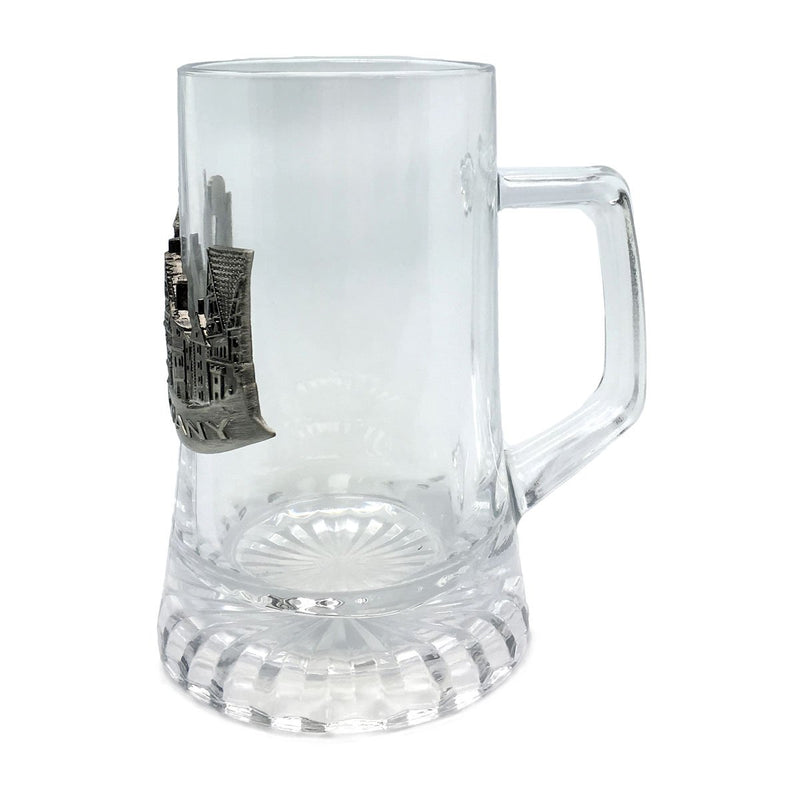 Cool Beer Glass .5L with German Village Metal Medallion - ScandinavianGiftOutlet