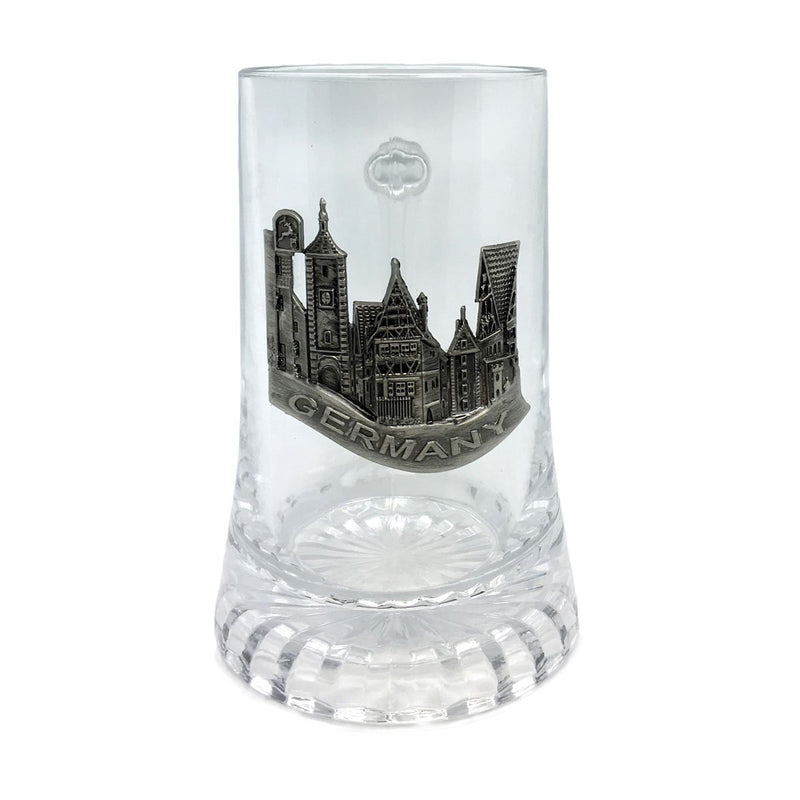 Cool Beer Glass .5L with German Village Metal Medallion - ScandinavianGiftOutlet