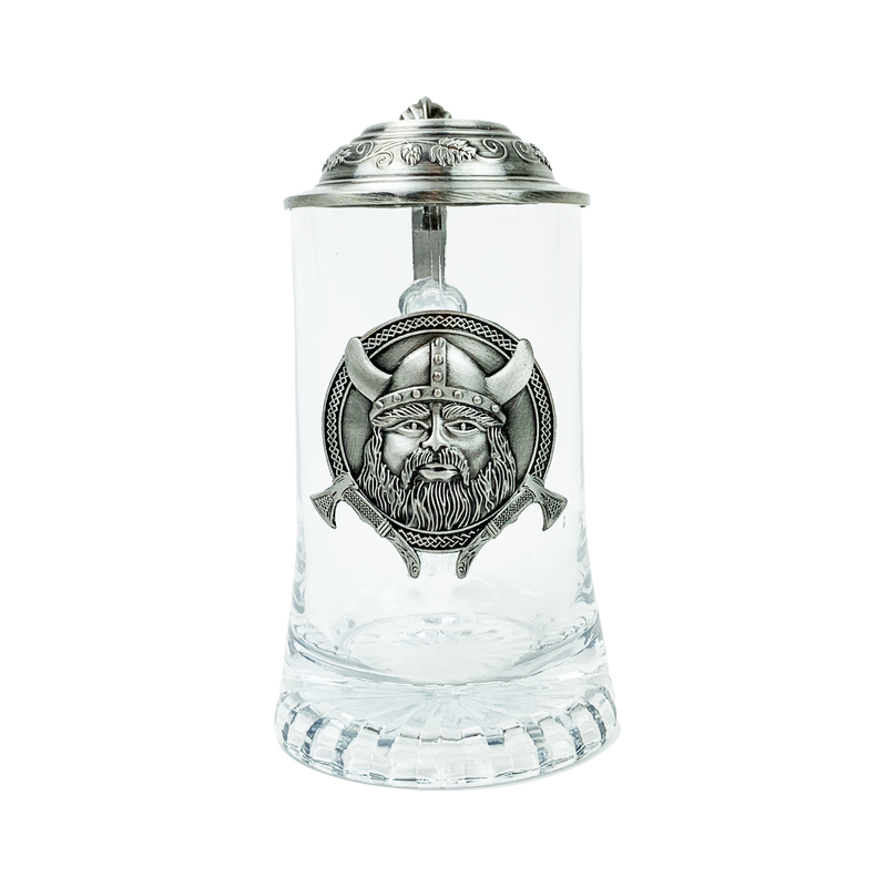 .5L Glass Lidded Mug Viking Medallion Glass - ScandinavianGiftOutlet