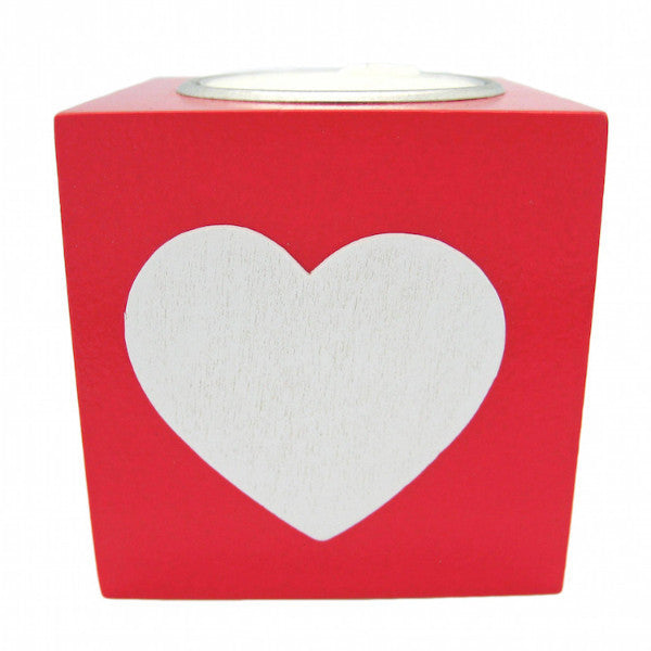Scandinavian Square Heart Candle Votive Red - ScandinavianGiftOutlet