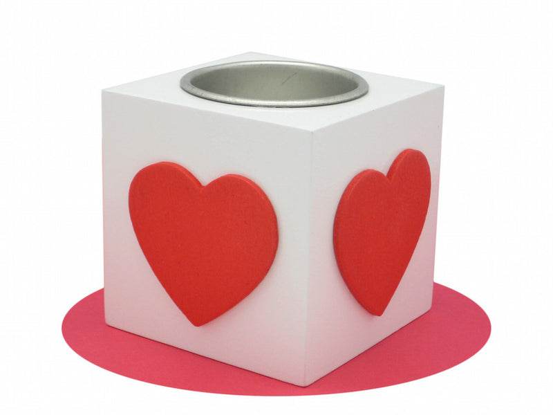 Scandinavian Gift Idea Square Heart Candle Votive White - ScandinavianGiftOutlet