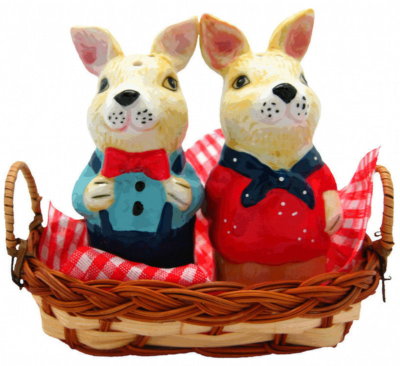 Animal Salt and Pepper Shakers Rabbits Basket - ScandinavianGiftOutlet