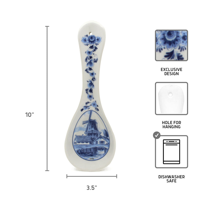 Delft Blue Windmill Ceramic Spoon Rest