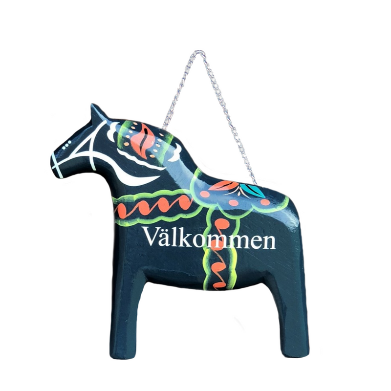 Wood Blue Dala Horse Entryway Sign - ScandinavianGiftOutlet