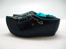 Wooden Shoe Party Favor Blue Clogs w/ Flower Design - ScandinavianGiftOutlet
